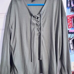 Torrid Ribbed Knit Top in Olive Size 2